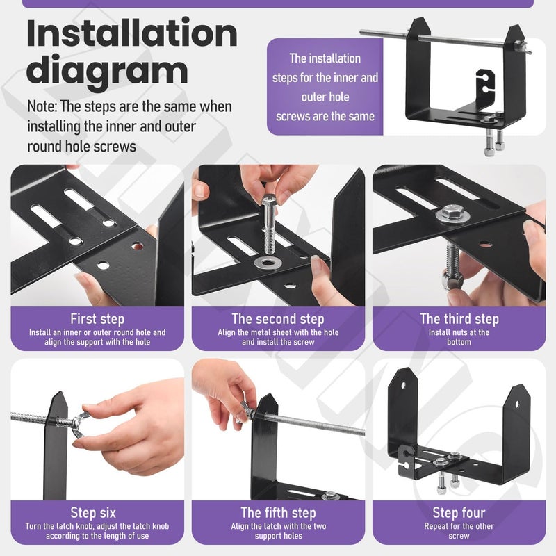 ZHIXING Heavy Duty Stainless Steel Weed Wacker Trimmer Line Holder W/Mounting Hardware, Adjustable Width (4.5"-8.6") Bracket, Supports 3 & 5 Pound Spools for Landscape Trailer Organization Accessories, Black - Image 2